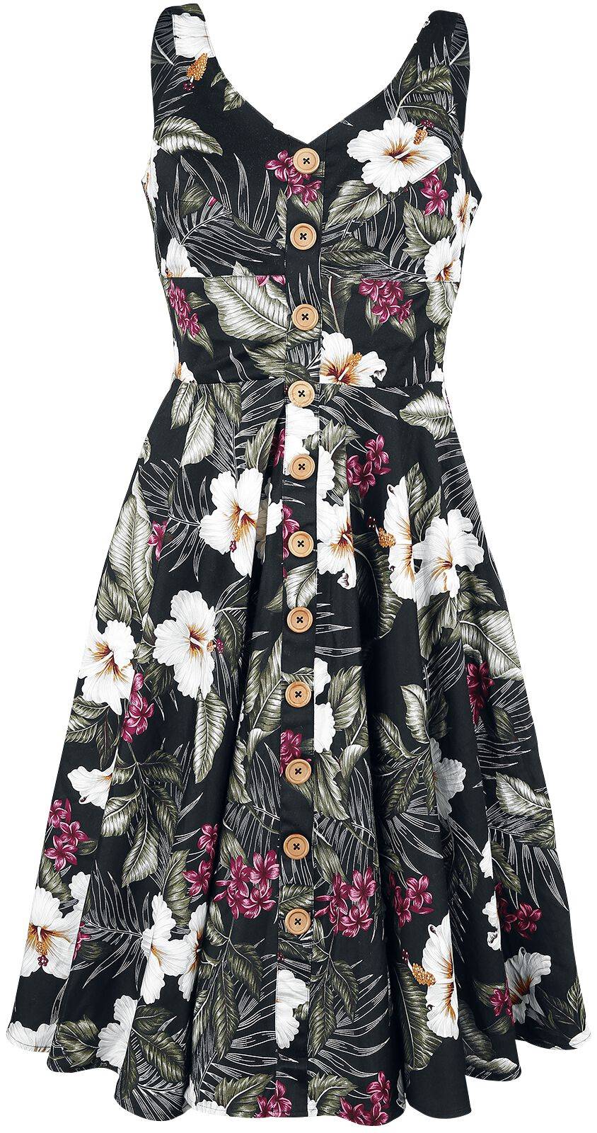 EMP "Tahiti 50's Dress" Mittellanges Kleid schwarz von Hell Bunny