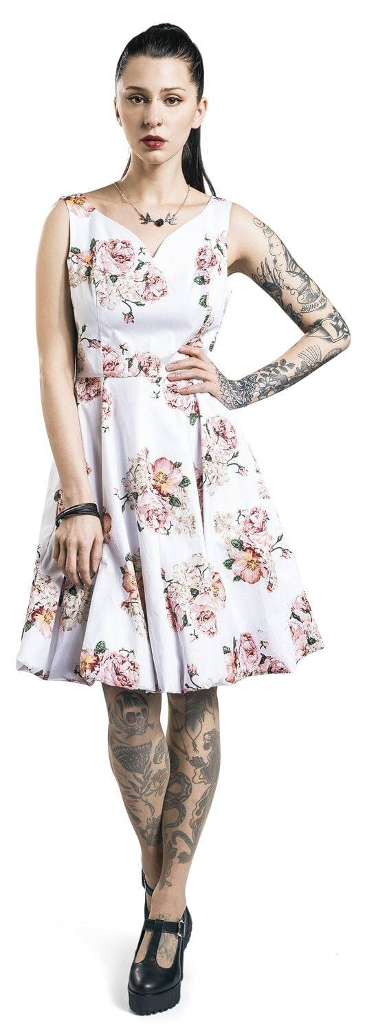 EMP "Taraneh Swing Dress" Mittellanges Kleid Weiß/rosa Von H&R London