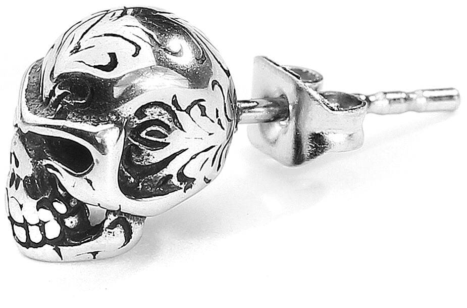 EMP "Tattoo Skull" Ohrstecker-Set Silberfarben Von EtNox