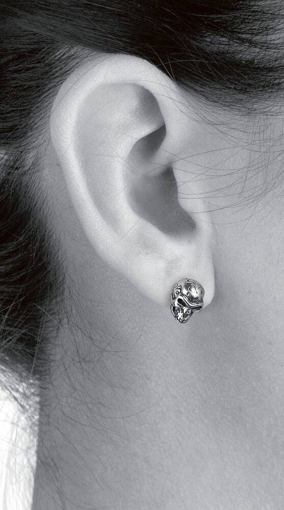 EMP "Tattoo Skull" Ohrstecker-Set Silberfarben Von EtNox