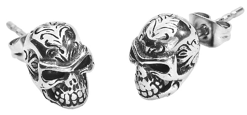 EMP "Tattoo Skull" Ohrstecker-Set silberfarben von etNox