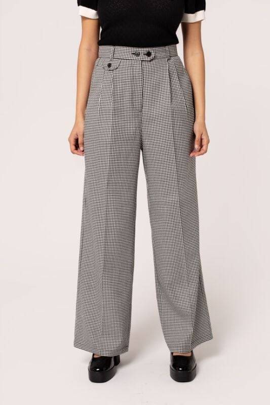 EMP "Teddy Trousers" Stoffhose schwarz/weiß von Hell Bunny