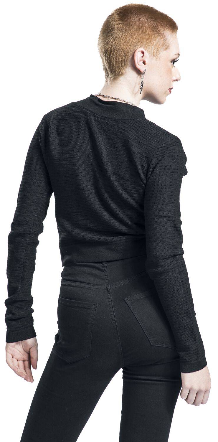 EMP "Textured Knit Crop Cardigan" Cardigan Schwarz Von Voodoo Vixen