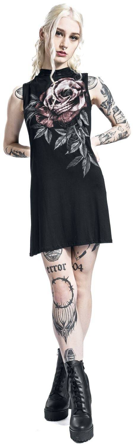 EMP "The Bone Rose" Kurzes Kleid Schwarz Von Alchemy England