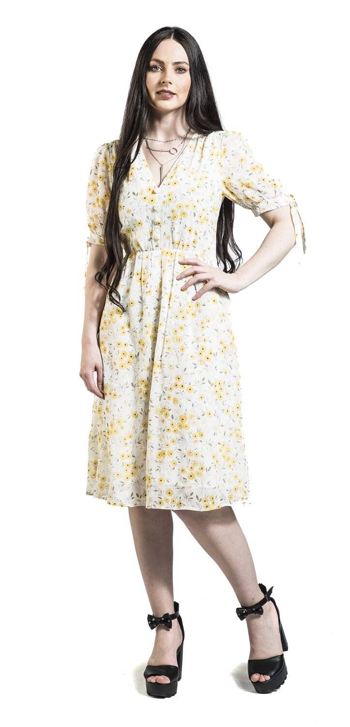 EMP "Tie Sleeve Floral Print And Emb Chiffon Flare Dress" Mittellanges Kleid Multicolor Von Voodoo Vixen