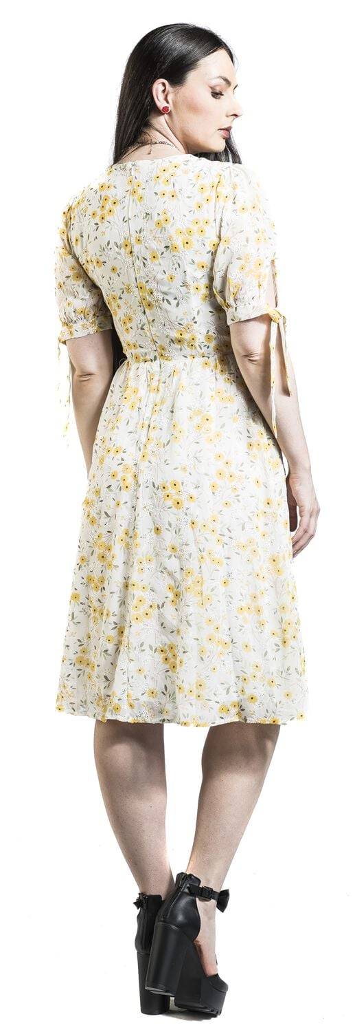 EMP "Tie Sleeve Floral Print And Emb Chiffon Flare Dress" Mittellanges Kleid Multicolor Von Voodoo Vixen
