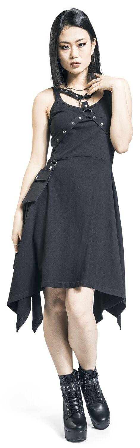 EMP "Unpleasant Dreams Dress" Mittellanges Kleid Schwarz Von Heartless