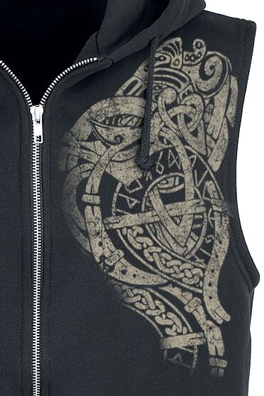 EMP "Ursus Tattoo Sweat Sleeveless Hoodie" Weste Schwarz Von Outer Vision