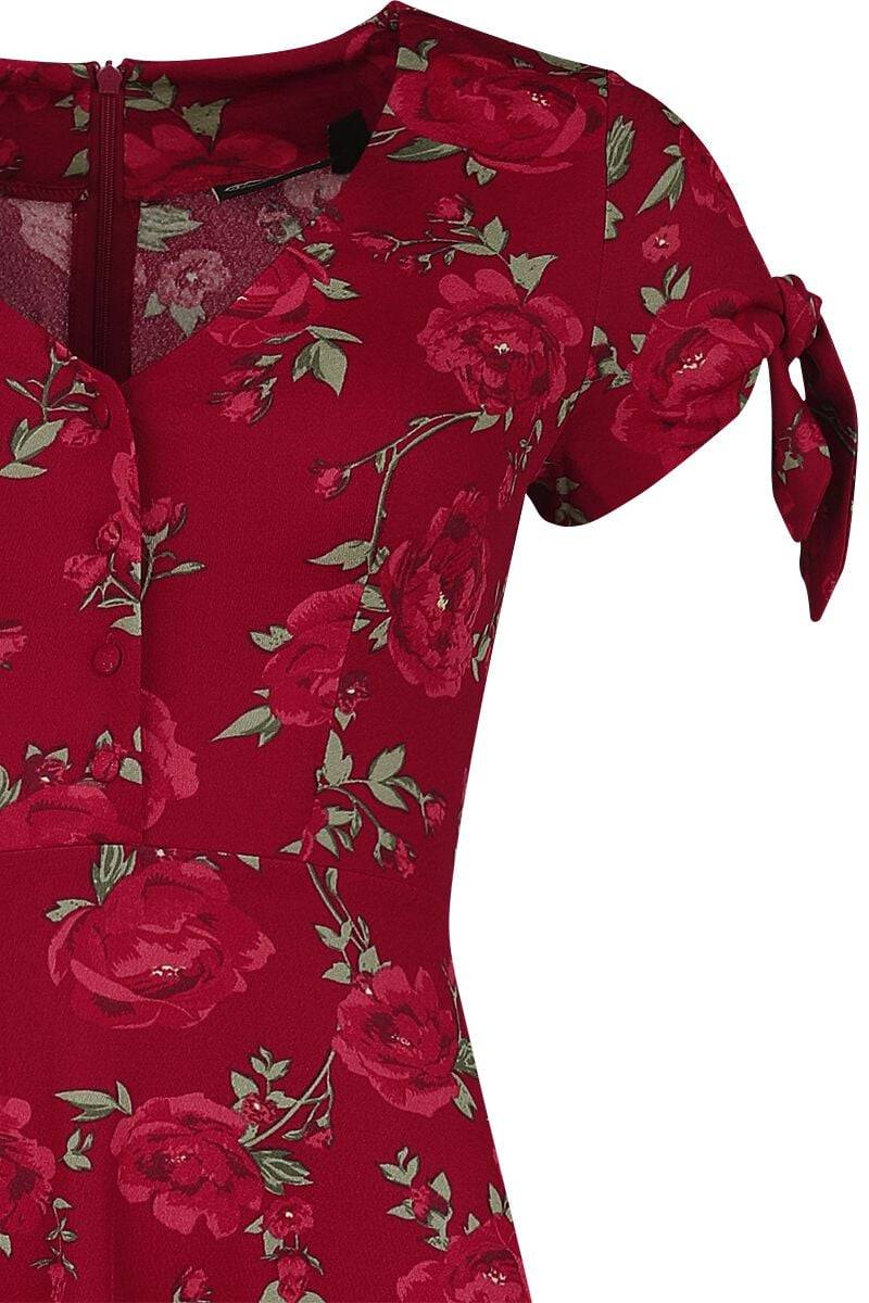 EMP "V Neck Flared Dress" Langes Kleid Rot Von Voodoo Vixen