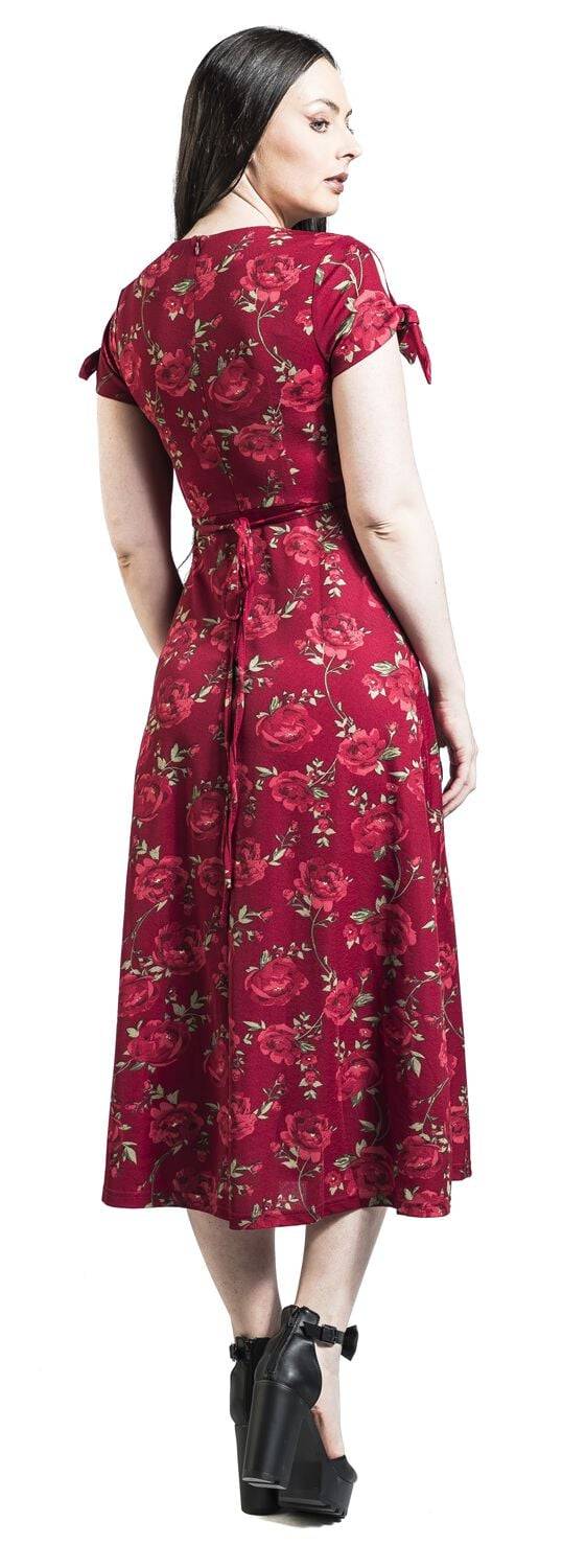EMP "V Neck Flared Dress" Langes Kleid Rot Von Voodoo Vixen
