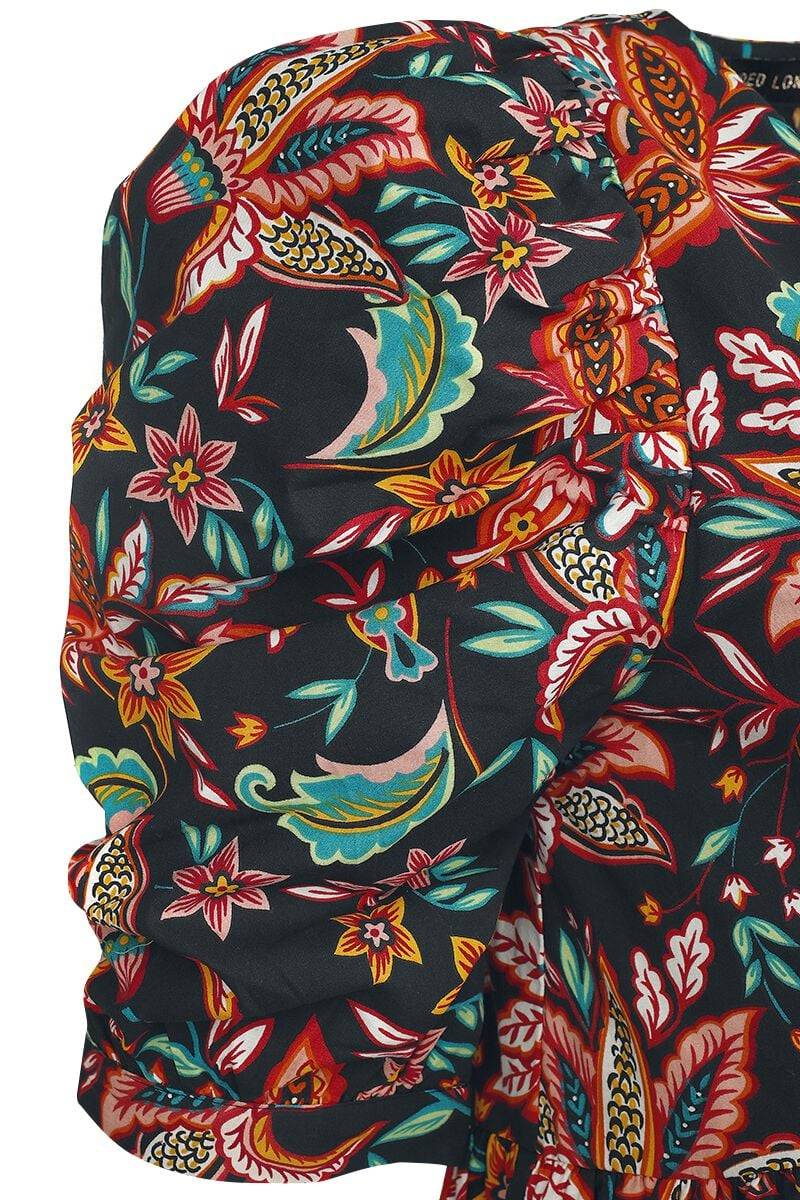 EMP "V-Neck Puff Sleeve Midi Dress" Mittellanges Kleid Multicolor Von QED London