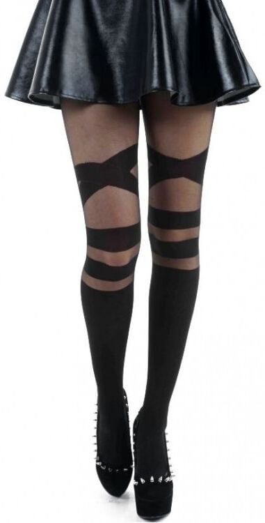 EMP "V Strap Sheer Tights" Strumpfhose schwarz von Pamela Mann