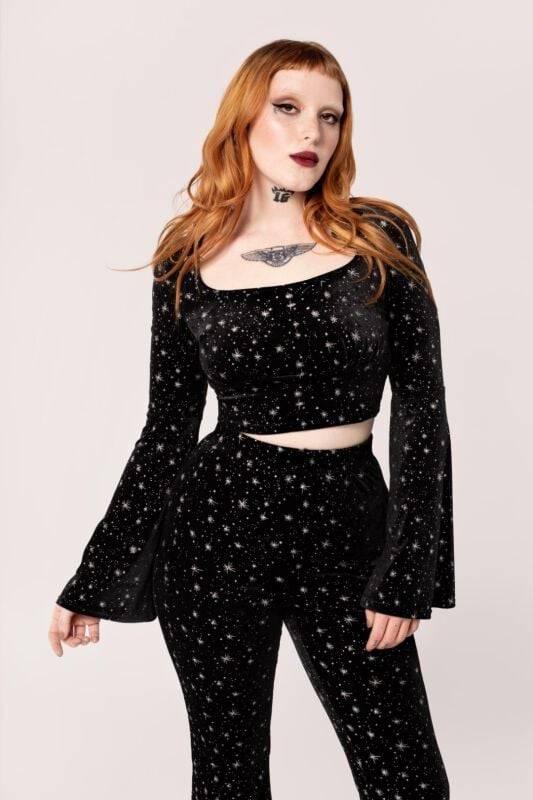 EMP "Vela Top" Langarmshirt schwarz/weiß von Hell Bunny