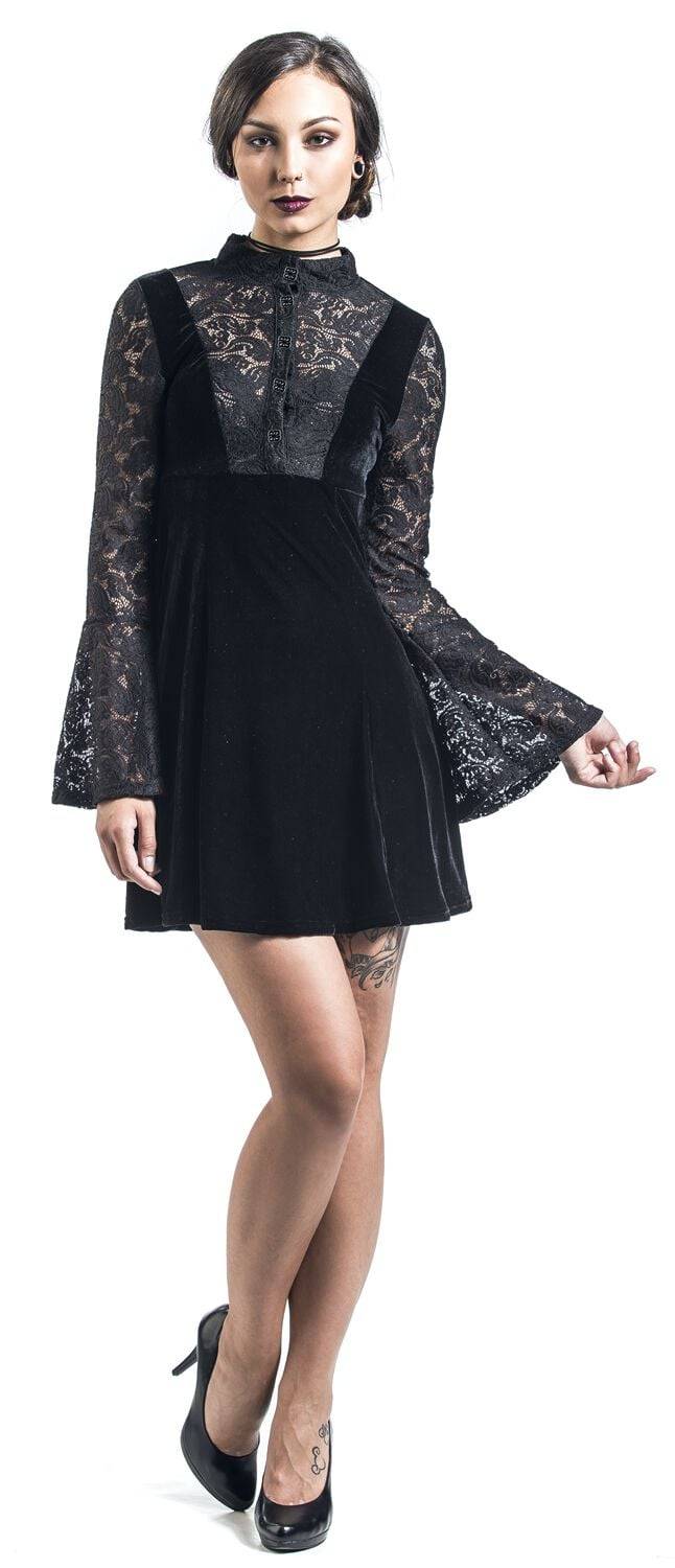 EMP "Velvet And Lace" Kurzes Kleid Schwarz Von Banned Alternative