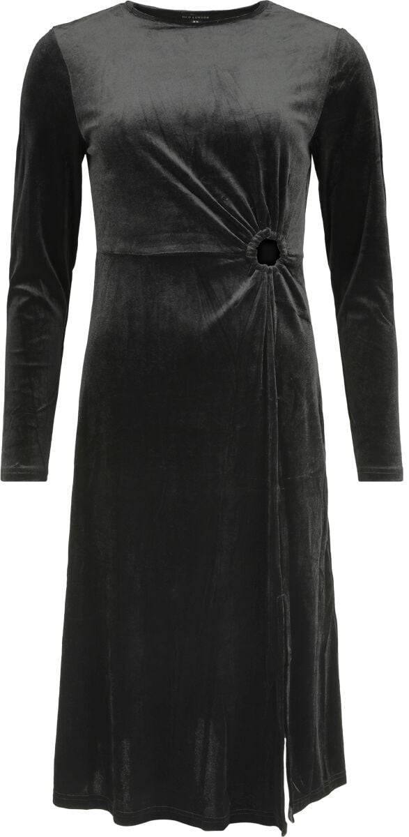 EMP "Velvet Keyhole Side Split Dress" Mittellanges Kleid schwarz von QED London