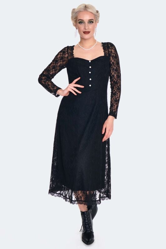 EMP "Vintage Style Lace Midi Dress" Mittellanges Kleid schwarz von Voodoo Vixen
