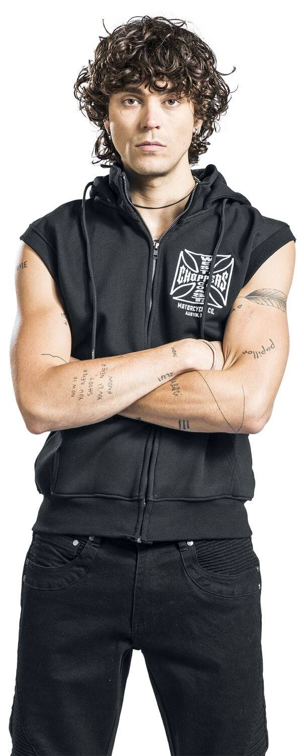 EMP "WCC OG ATX Sleeveless Zip Hoodie" Weste Schwarz Von West Coast Choppers