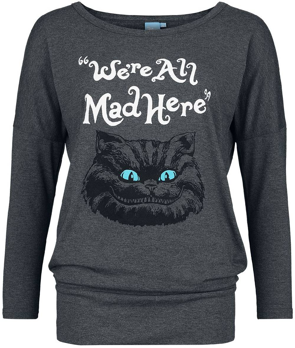 EMP "We're All Mad Here" Langarmshirt dunkelgrau meliert von Alice im Wunderland