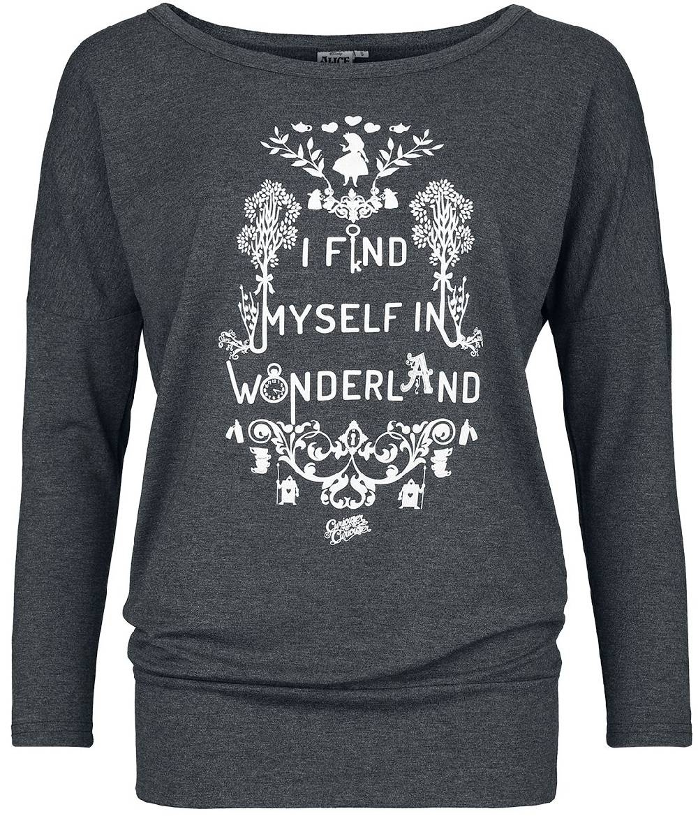 EMP "We're All Mad Here" Langarmshirt dunkelgrau meliert von Alice im Wunderland