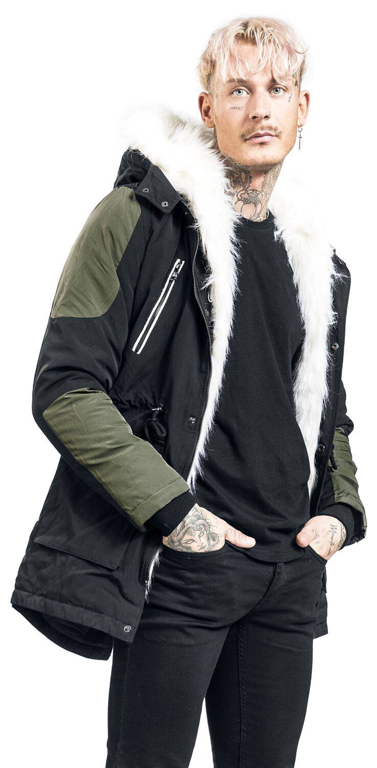 EMP Winterjacke Schwarz/oliv Von Black Premium By EMP