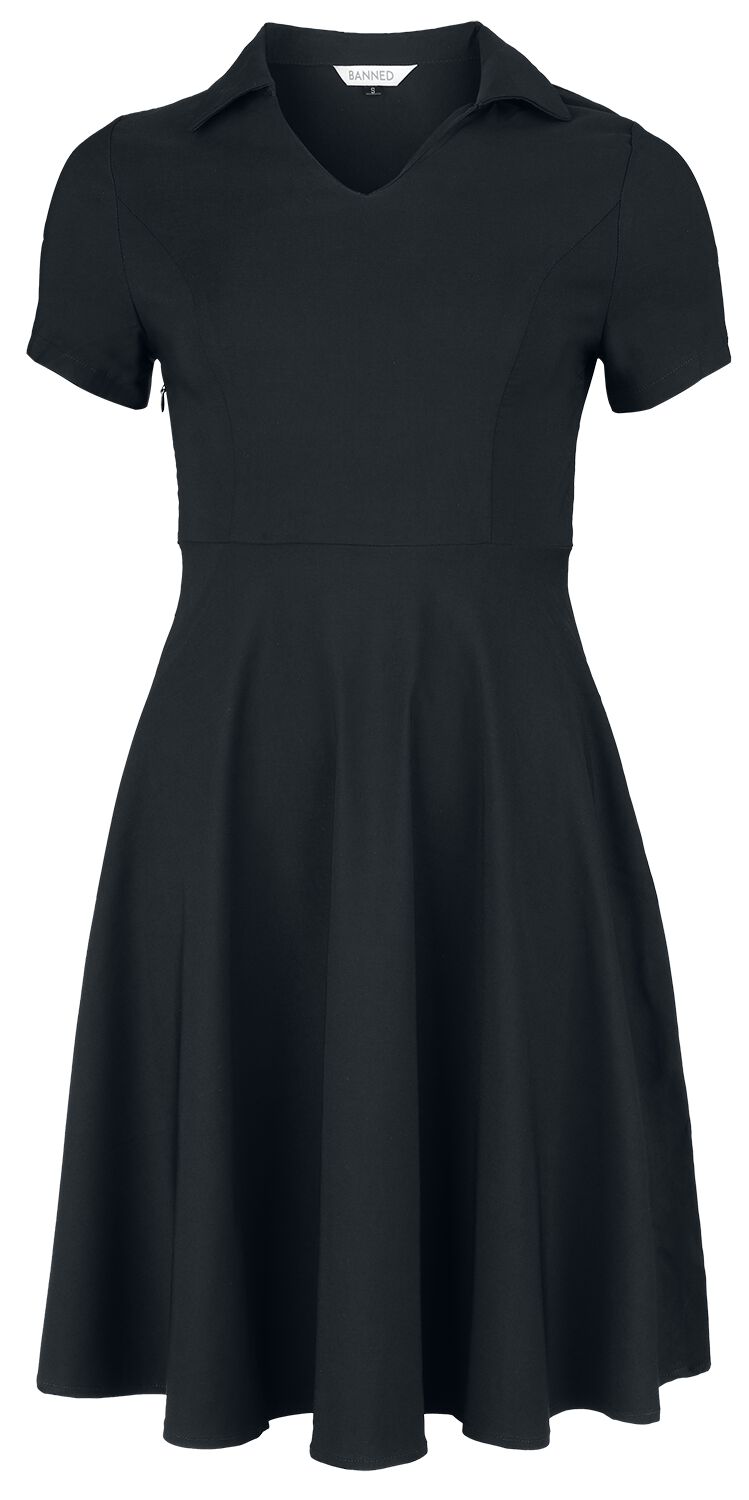 EMP "Wonder Fit & Flare Dress" Mittellanges Kleid schwarz von Banned Retro