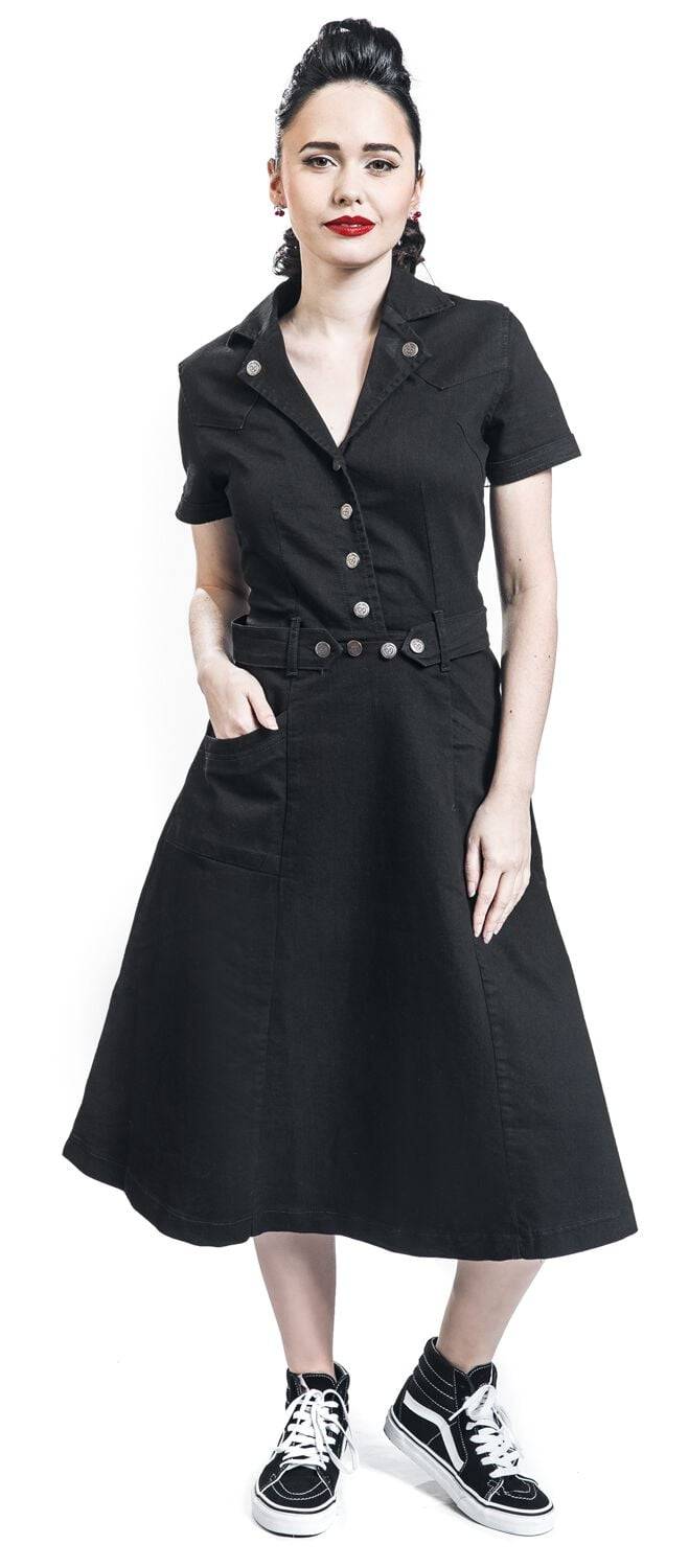 EMP "Workwear Dress" Mittellanges Kleid Schwarz Von Queen Kerosin