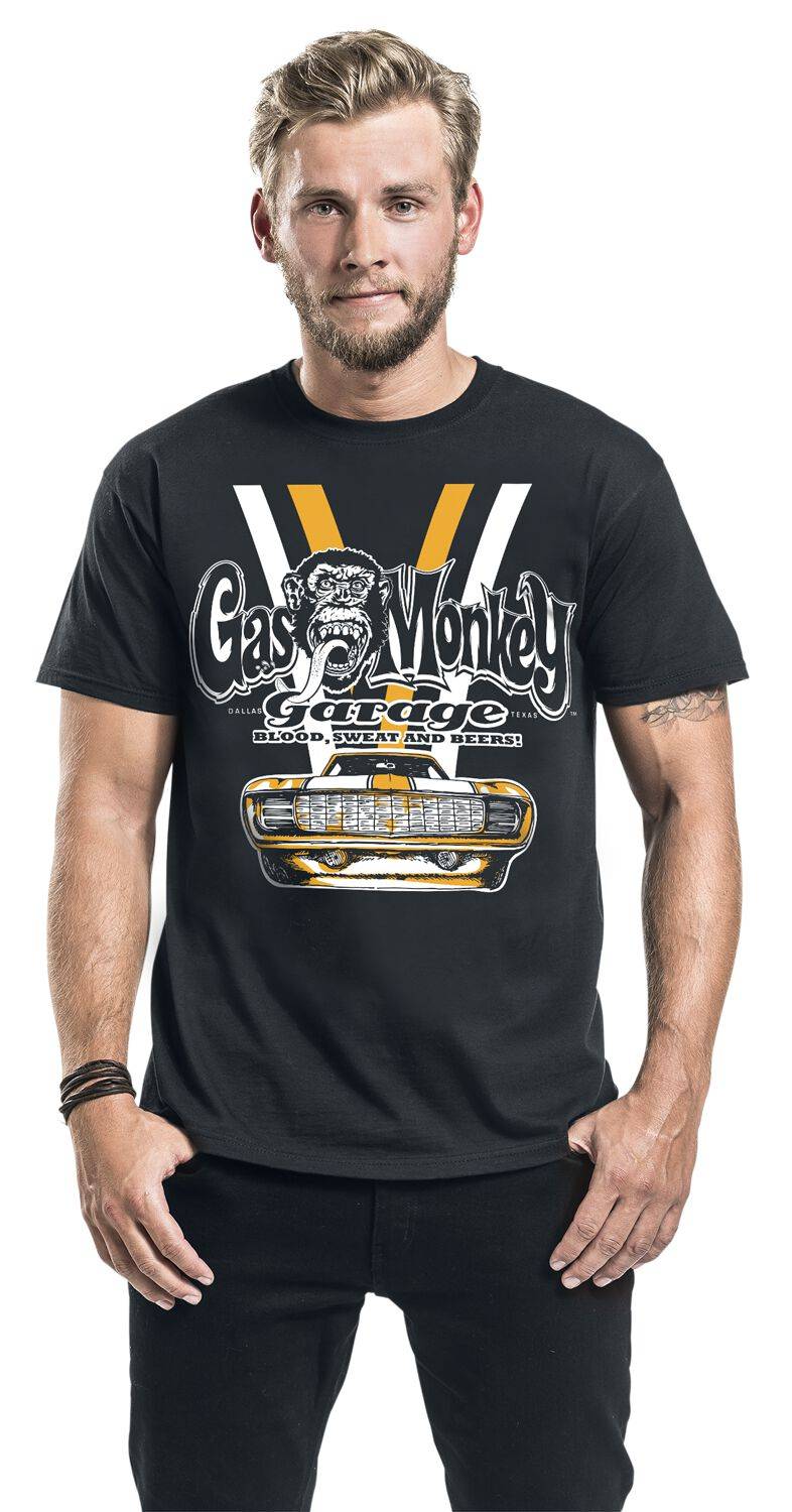 EMP "Yellow And White Car" T-Shirt Schwarz Von Gas Monkey Garage