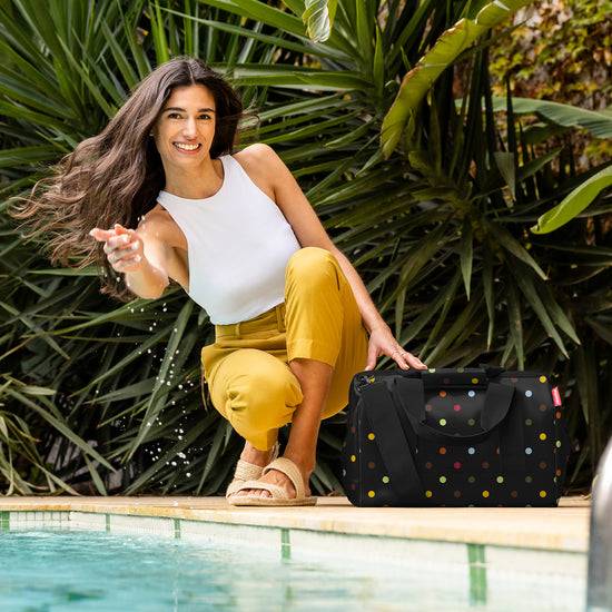 Reisenthel Allrounder L Dots (Große Reisetasche - 30 Liter Platz,schwarz)