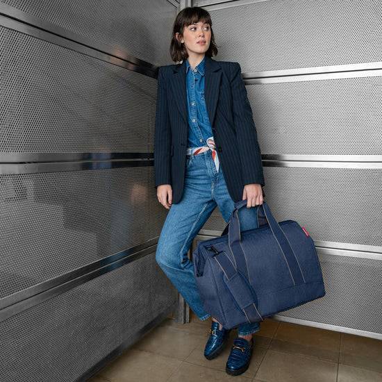 Reisenthel Allrounder L Herringbone Dark Blue (Große Reisetasche - 30 Liter Platz,dunkelblau)