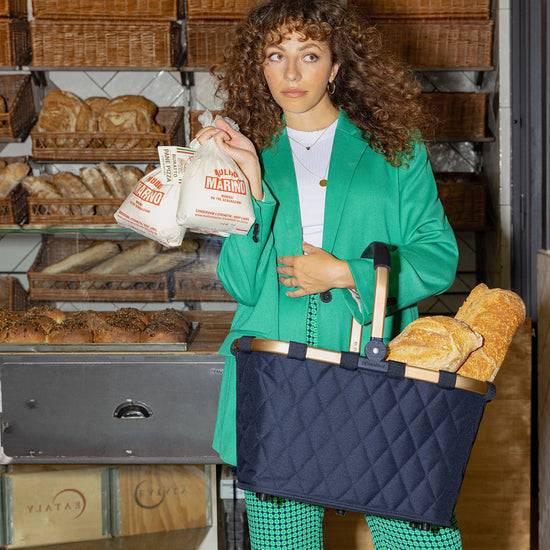 Reisenthel Carrybag Frame Rhombus Midnight Gold (Einkaufskorb,dunkelblau)