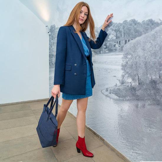 Reisenthel Shopper E1 Herringbone Dark Blue (Damentasche,dunkelblau)