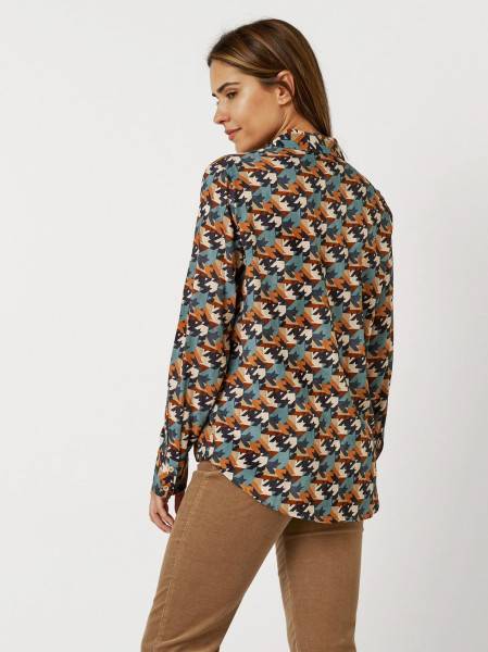 TONI Fashion Style »Bianca« Multicolour Petrol Bluse Mit Hahnentritt