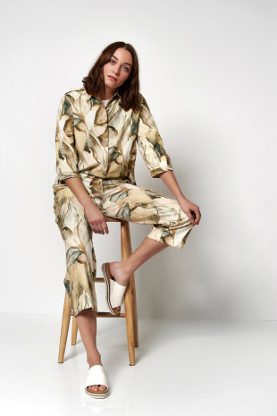 TONI Fashion Style »Clay« Multicolour Beige Leinenhemd Mit Naturdruck