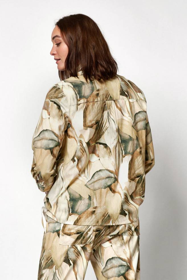 TONI Fashion Style »Clay« Multicolour Beige Leinenhemd Mit Naturdruck