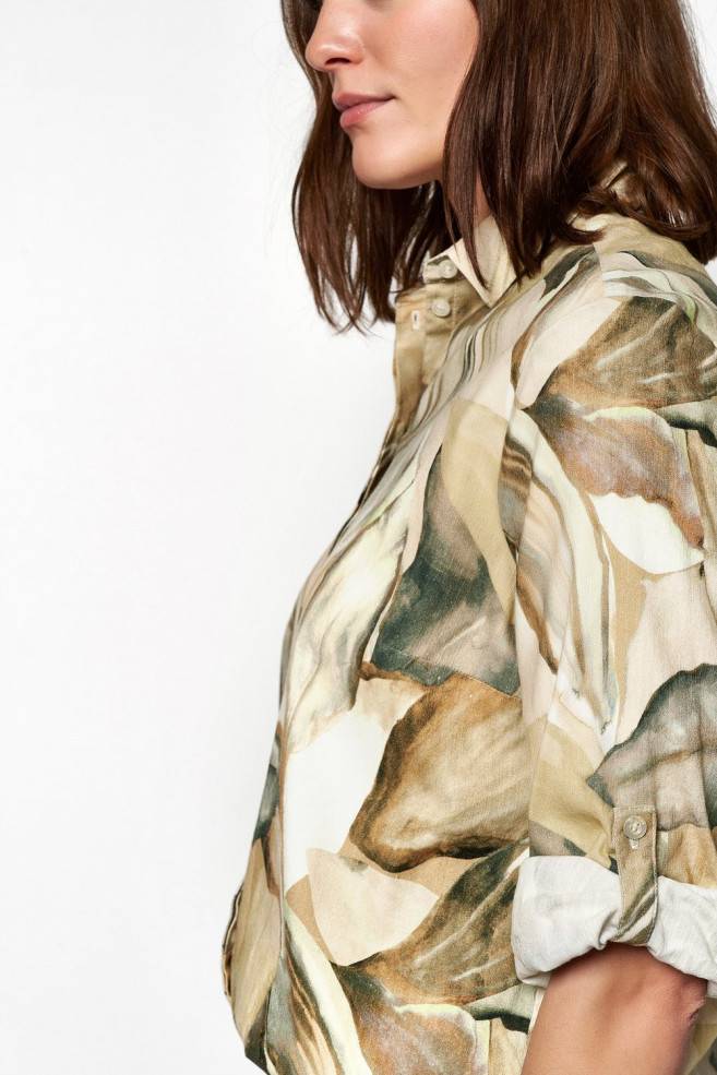 TONI Fashion Style »Clay« Multicolour Beige Leinenhemd Mit Naturdruck