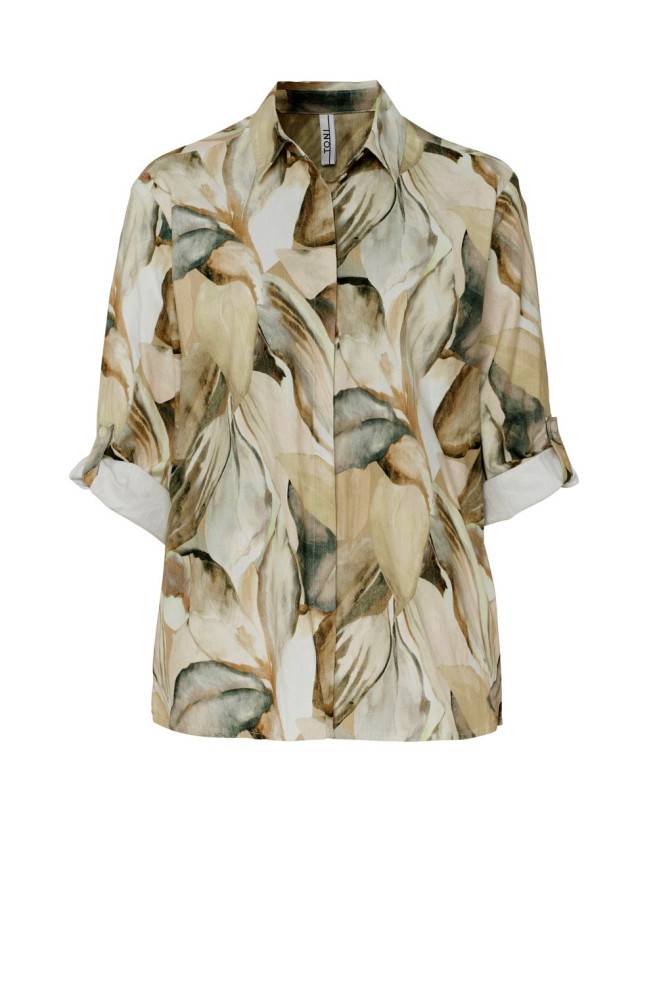 TONI Fashion Style »Clay« Multicolour Beige Leinenhemd Mit Naturdruck