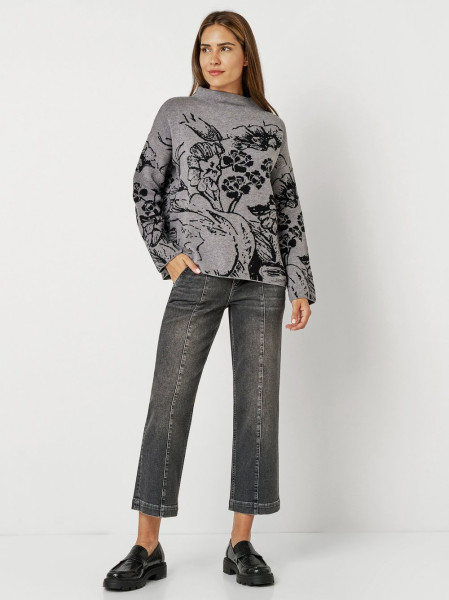 TONI Fashion Style »Gitta« Grey/black Feinstrickpulli Mit Blumenmuster