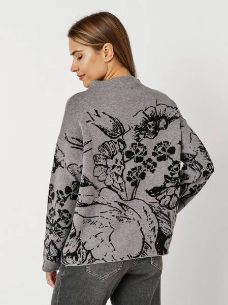 TONI Fashion Style »Gitta« Grey/black Feinstrickpulli Mit Blumenmuster