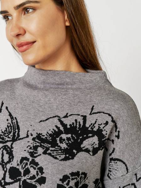 TONI Fashion Style »Gitta« Grey/black Feinstrickpulli Mit Blumenmuster