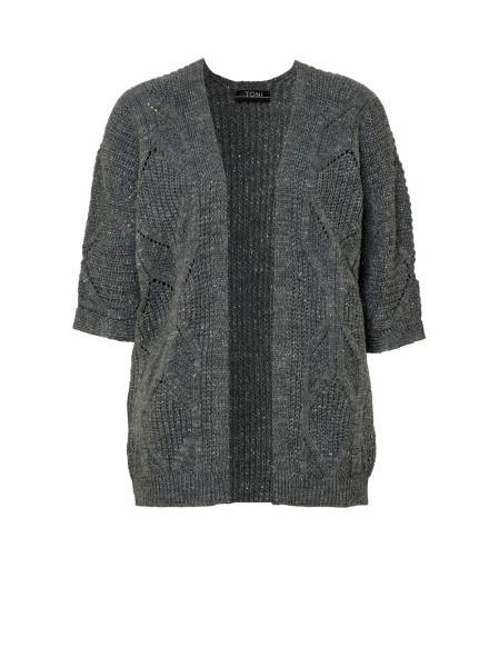 TONI Fashion Style »Haifa« Grey/silver Ajour-Cardigan Mit Effektgarn