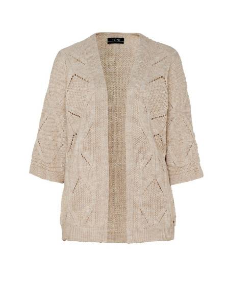 TONI Fashion Style »Haifa« Sand/gold Ajour-Cardigan Mit Effektgarn