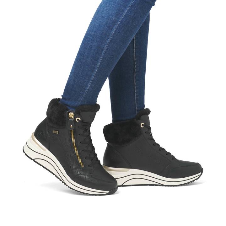 Remonte Artikelnummer D0T77-02 Remonte Damen Schnürstiefel Asphaltschwarz