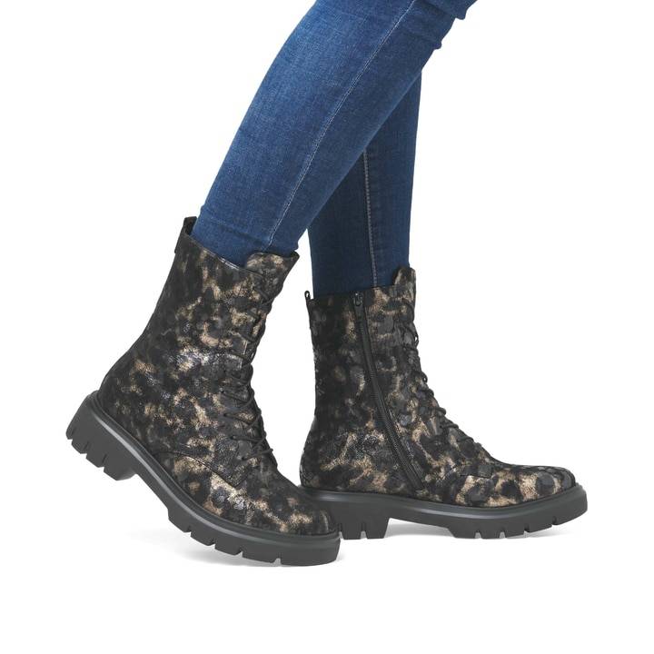 Remonte Artikelnummer D1W72-03 Remonte Damen Schnürstiefel Tiefschwarz-holzbraun