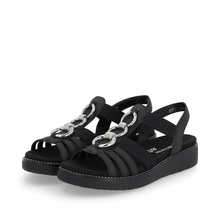 Remonte Artikelnummer D2073-02 remonte Damen Riemchensandalen nachtschwarz-silber