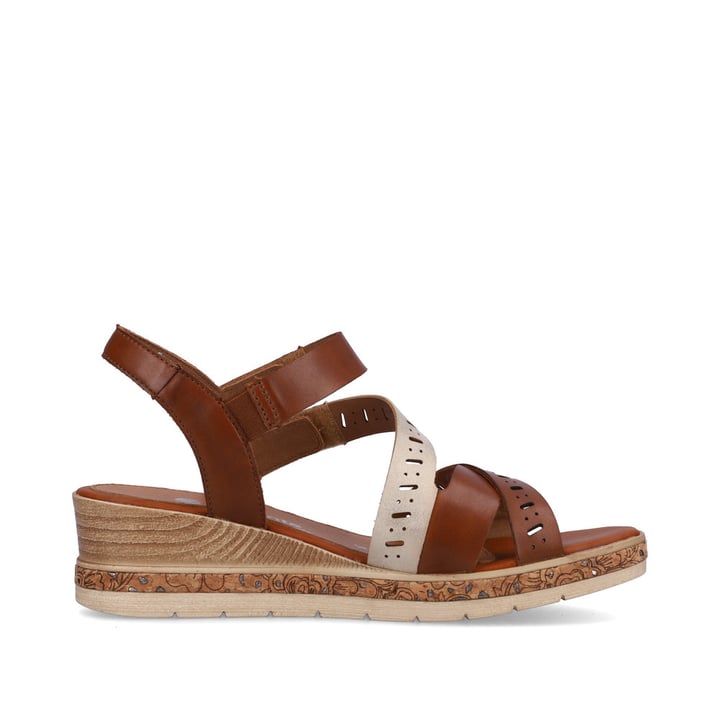 Remonte Artikelnummer D3064-24 Remonte Damen Keilsandaletten Nussbraun-cremeweiß