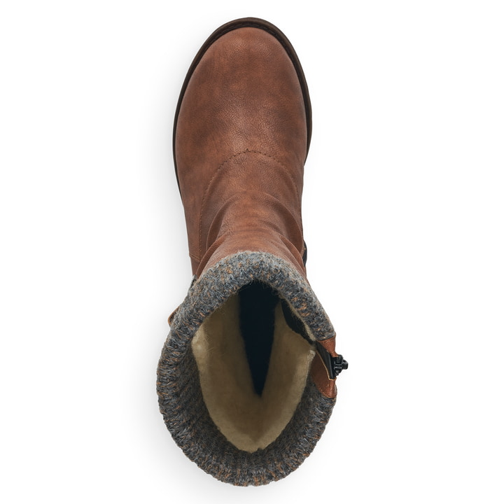 Remonte Artikelnummer D8070-25 Remonte Damen Hochschaftstiefel Kaffeebraun-dunkelgrau