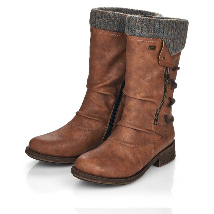 Remonte Artikelnummer D8070-25 remonte Damen Hochschaftstiefel kaffeebraun-dunkelgrau