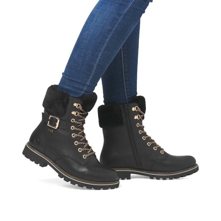 Remonte Artikelnummer D8481-02 Remonte Damen Schnürstiefel Tiefschwarz