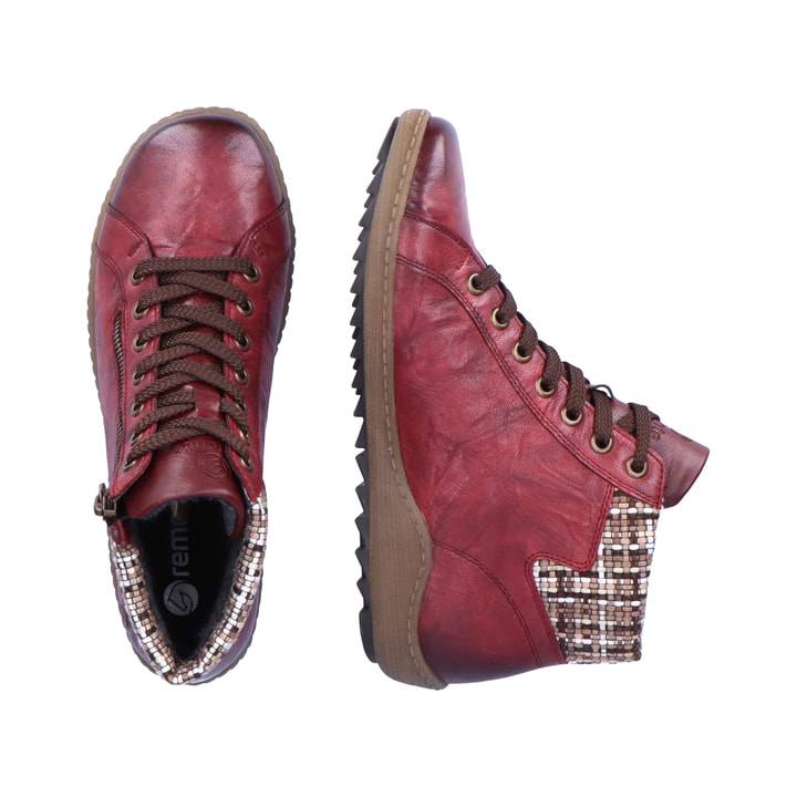 Remonte Artikelnummer R1485-35 Remonte Damen Schnürschuhe Himbeerrot