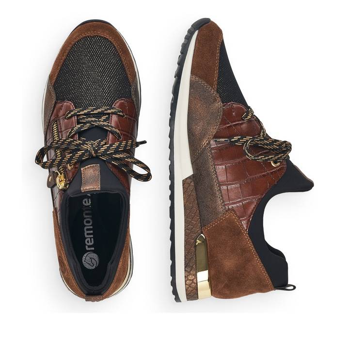 Remonte Artikelnummer R2529-25 Remonte Damen Slipper Nougatbraun-gold